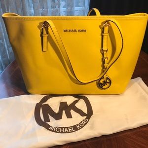 Yellow Michael Kors Jet Set Tote